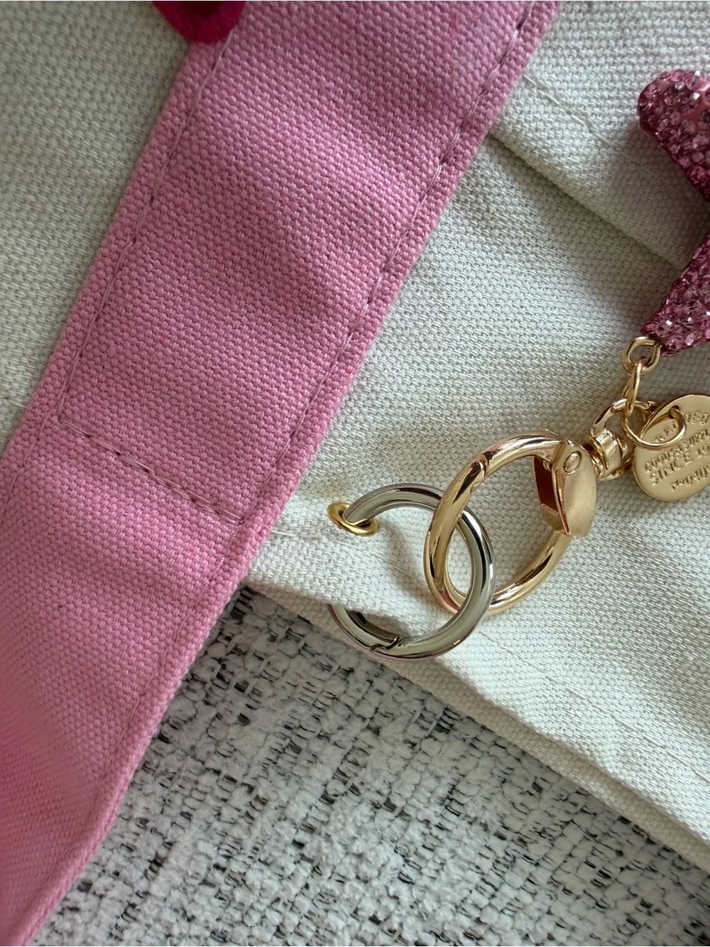 Pink Accent Canvas Tote with Star Appliqués
